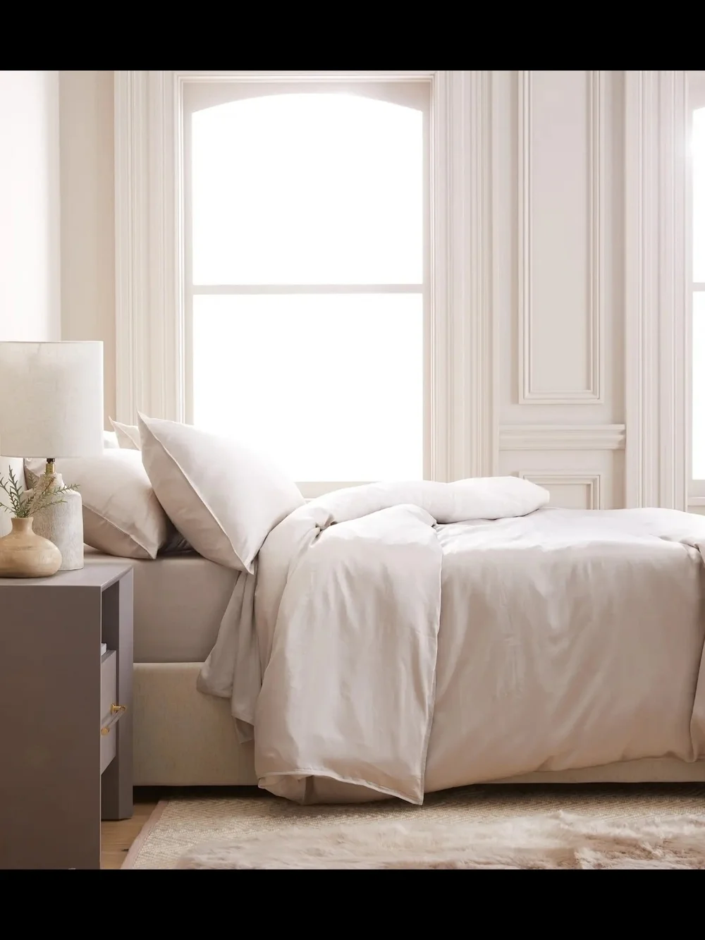 Quince Organic Bamboo Duvet Cover Set 2 Shams Size Full / Queen In Sand,  NWT!